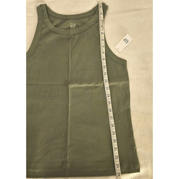 Gap Rib Halter Tank Top Sleeveless Woman's Sage Green Size Large NWT - Picture 7 of 11
